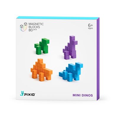 PIXIO Mini Dinos Magnetbausteine ​​- Spielzeug für Kinder und Erwachsene - Kleine Bausteine