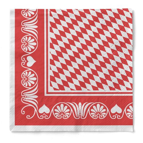 Serviette Bavaria in Rot aus Tissue 40 x 40 cm, 3-lagig, 100 Stück
