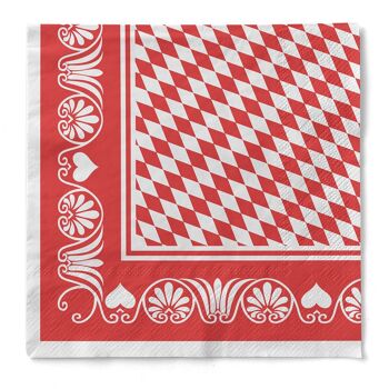 Serviette Bavaria en rouge en tissu 40 x 40 cm, 3 plis, 100 pièces 1