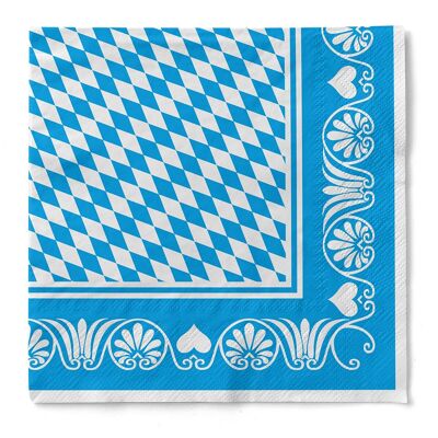 Serviette Bavaria in Blau aus Tissue 40 x 40 cm, 3-lagig, 100 Stück