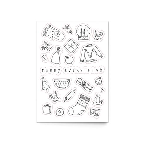 Stickerbogen A6 "Merry Everything" (mit Bonus-Postkarte)