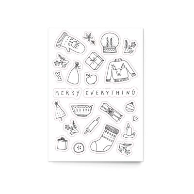 Stickerbogen A6 "Merry Everything" (mit Bonus-Postkarte)