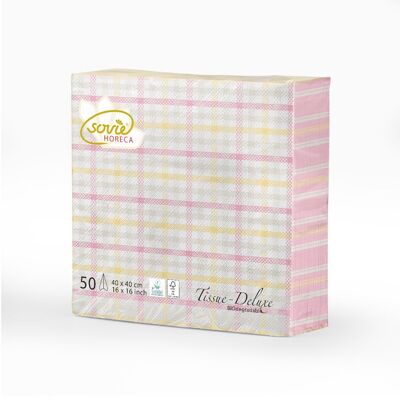 Serviette Emil en rose de Tissue Deluxe®, 4 plis, 40 x 40 cm, 50 pièces