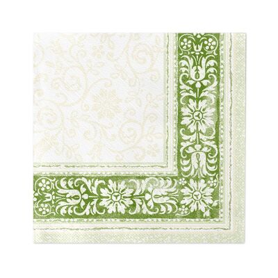 Serviette Lara en vert en Tissue Deluxe®, 4 épaisseurs, 40 x 40 cm, 50 pièces