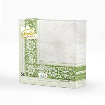 Serviette Lara en vert en Tissue Deluxe®, 4 épaisseurs, 40 x 40 cm, 50 pièces 2
