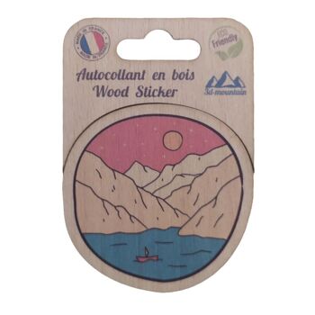 Stickers en bois "lac et barque" 1