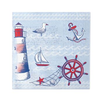 Serviette brise marine bleu en Tissue Deluxe®, 4 plis, 40 x 40 cm, 50 pièces 1