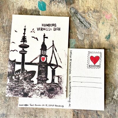 Postcard "Hamburg misses you!"