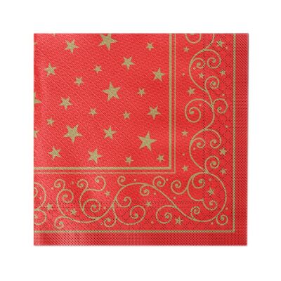 Weihnachtsserviette Liam in Rot aus Tissue Deluxe®, 4-lagig, 40 x 40 cm, 50 Stück