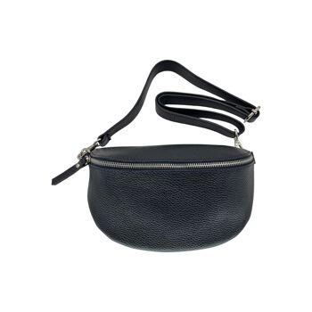 SAC BANANE LINA EN CUIR GRAINE 25CM MARINE 1