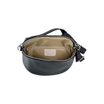 SAC BANANE LINA EN CUIR GRAINE 25CM MARINE 4