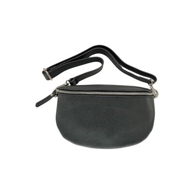 GÜRTELTASCHE LINA AUS genarbtem Leder, 25 cm, Schwarz