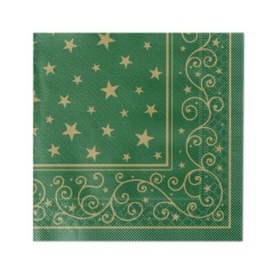 Tovagliolo natalizio Liam verde in Tissue Deluxe®, 4 veli, 40 x 40 cm, 50 pezzi