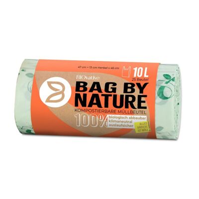 Bolsas de basura orgánicas compostables con asas de 10 litros: 25 bolsas, 100% biodegradables en 6 semanas, Made in Germany, climáticamente neutra, veganas