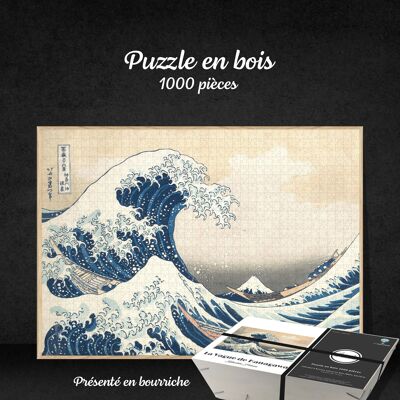 PUZZLE de madera 1000 piezas "La gran ola de Kanagawa" - Artista HOKUSAI