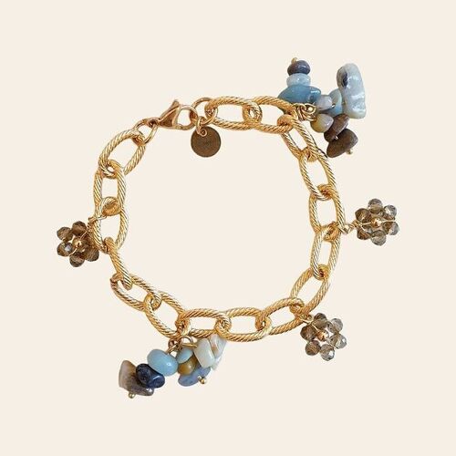 Bracelet Chaîne Gaby, Breloques Verre et Pierres Naturelles Amazonite