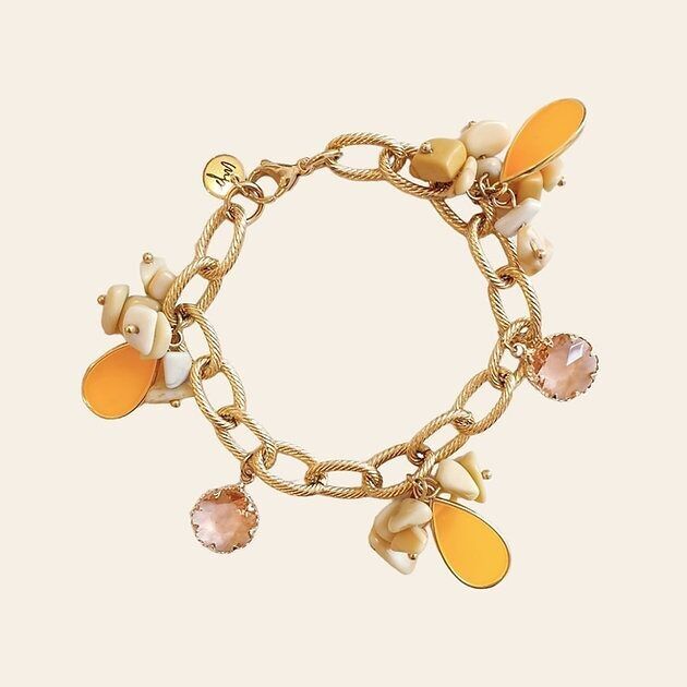 Hakim Chain Bracelet, Round Pendants, Drop Pendants and Topaz Natural Stones