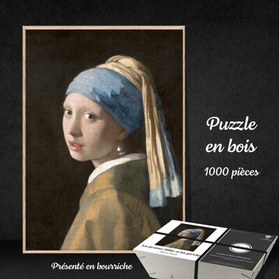 Wooden puzzle 1000 pieces "The Girl with a Pearl Earring" - Artist Johannes Vermeer