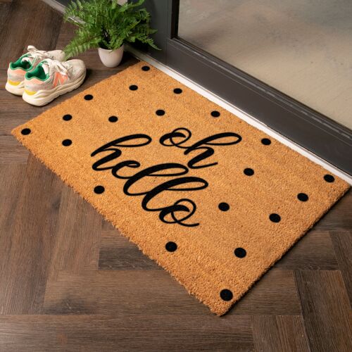 Oh Hello Country Size Coir Doormat