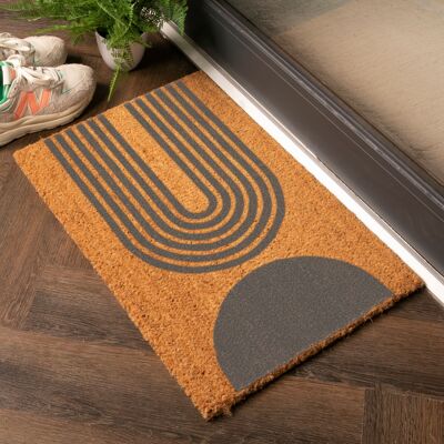 Grey Abstract Half Moon Doormat