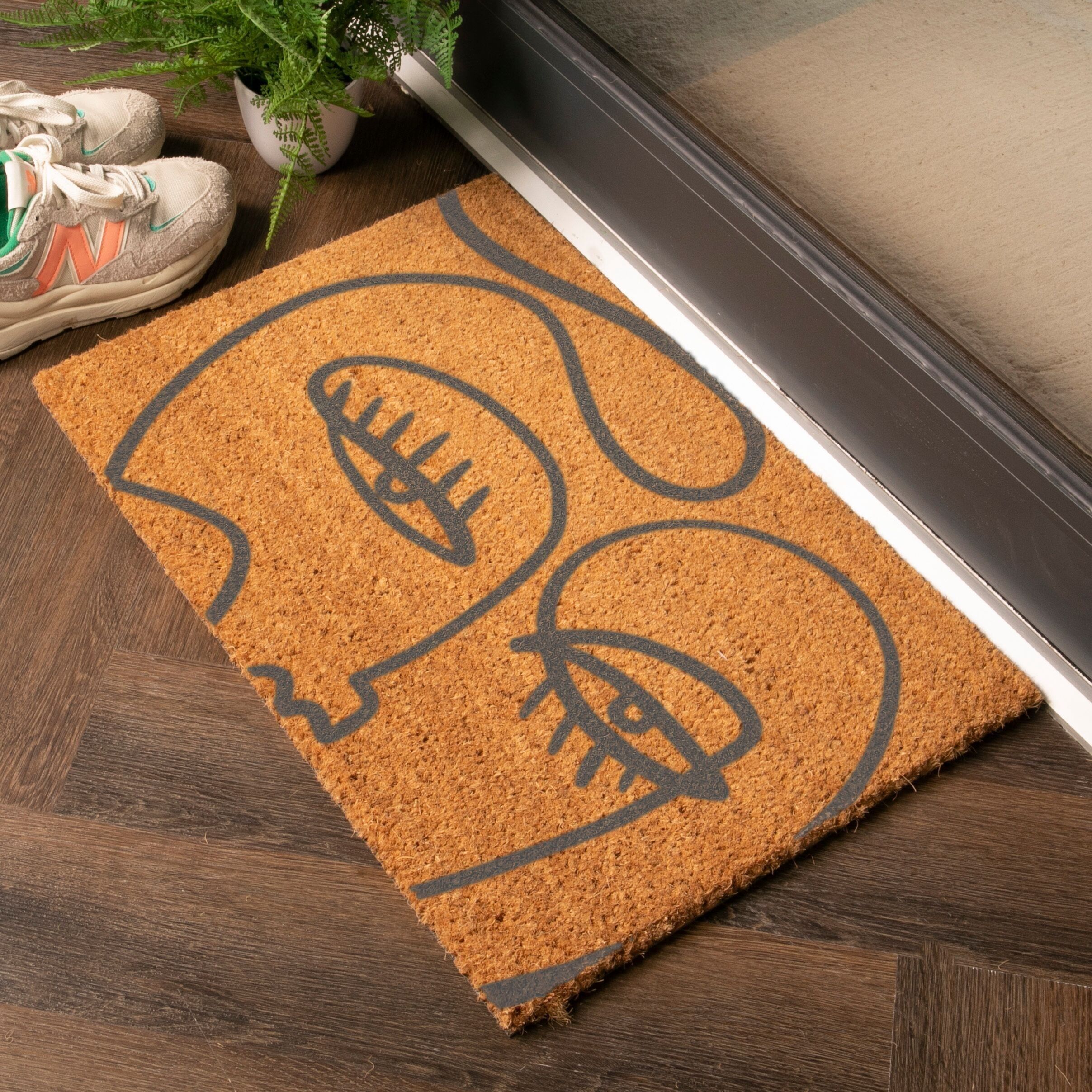 Paillasson Yeux Dessin au Trait Gris