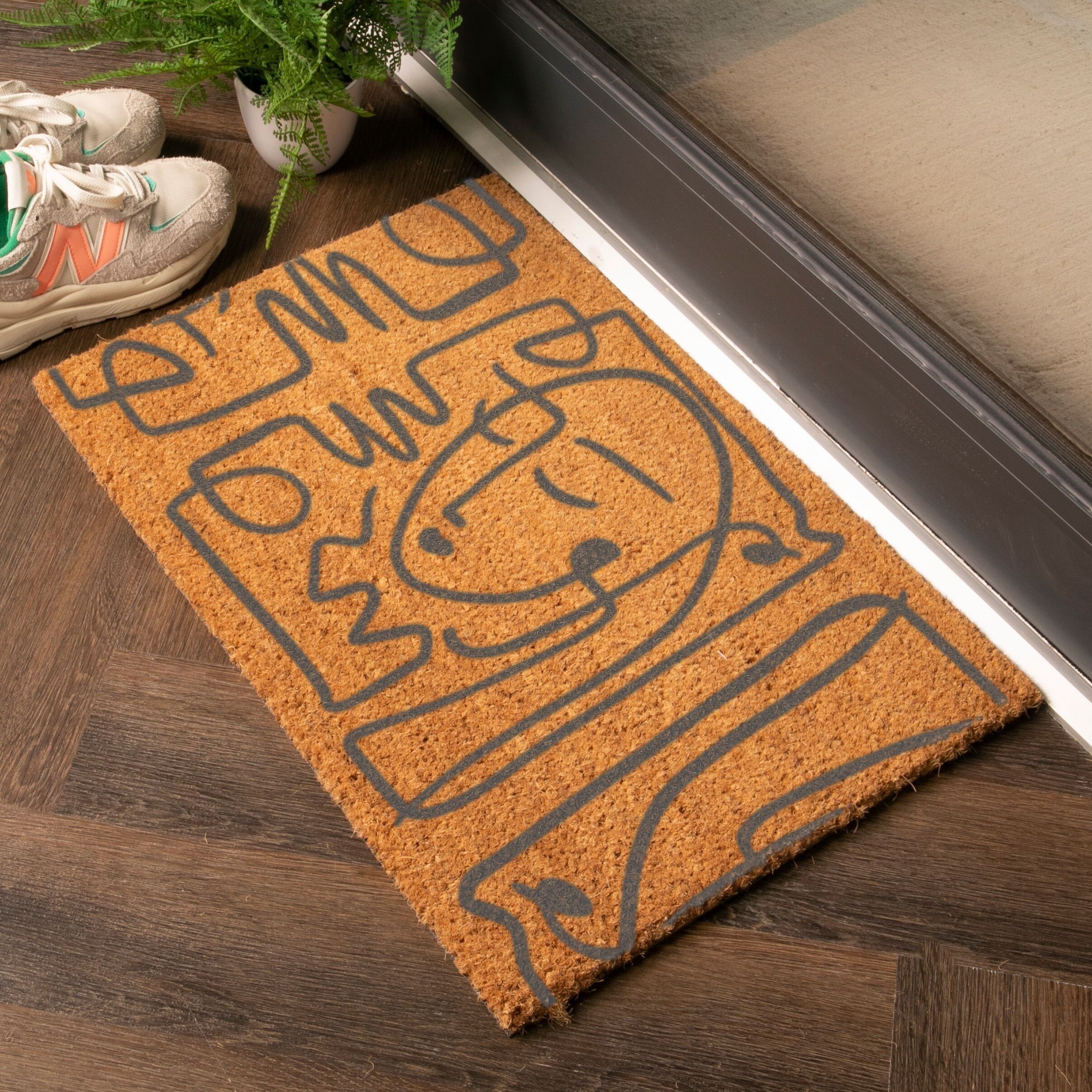 Paillasson de visages d'art de ligne gris