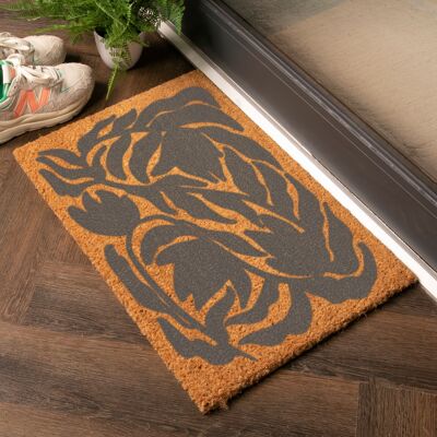 Grey Flower Pattern Doormat