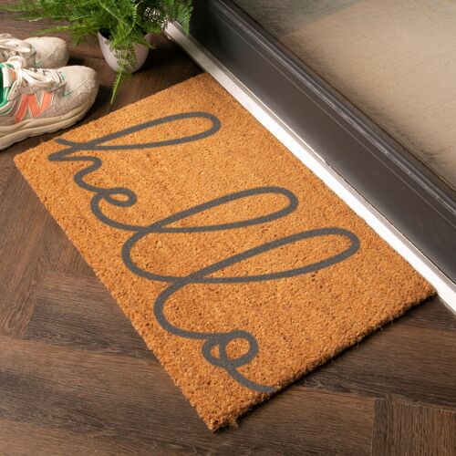 Grey Hello Scribble Doormat