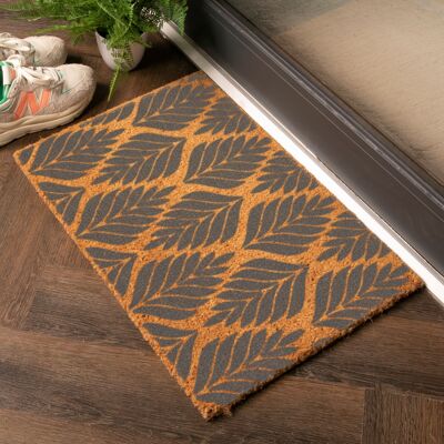 Felpudo con estampado de palmeras gris