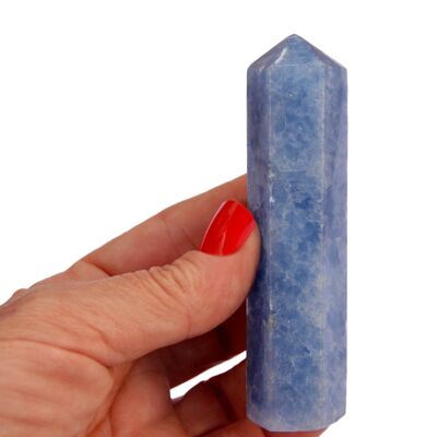 5 Stück Blauer Calcit-Turmkristall (90 mm)