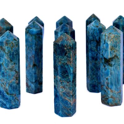 Punta di cristallo a forma di torre di apatite blu (95 mm)