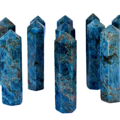 Pointe de cristal tour d'apatite bleue (95 mm)