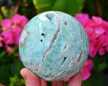 Sphère de cristal d'aragonite bleue (70 mm - 90 mm) 3