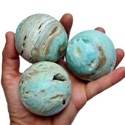 Blue Aragonite Sphere Lot 1 kg (5-6 Pcs) - (55mm - 70mm)