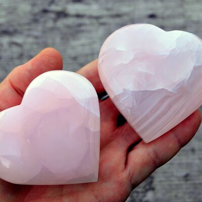 Pink Mangano Calcite Heart (50mm - 65mm)