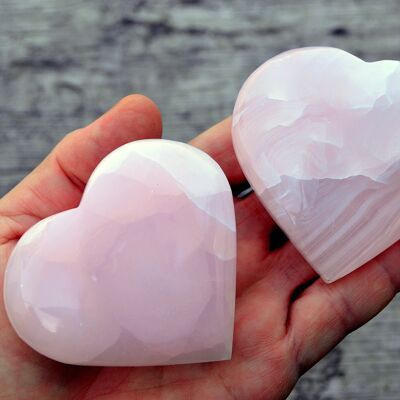 Pink Mangano Calcite Heart (50mm - 65mm)