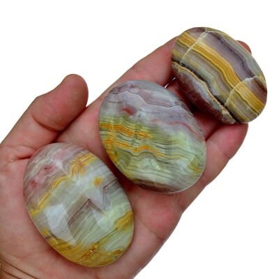 Pink Banded Onyx Palm Stone (50mm - 70mm)