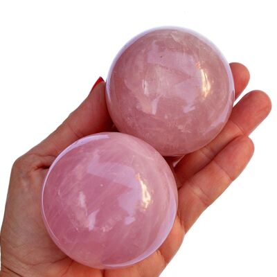 Cristal de sphère de quartz rose de 1 kg (3-4 pièces) (50 mm - 65 mm)