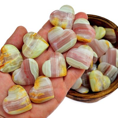 Pink Banded Onyx Heart (25mm - 35mm)