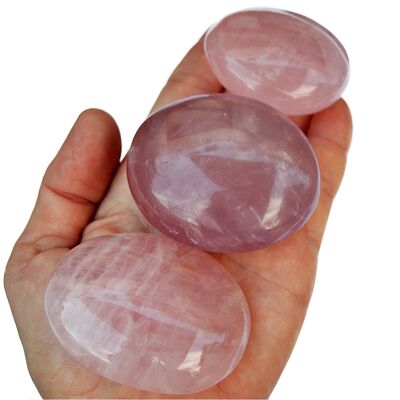 1 Kg Lot of Rose Quartz Palm Stone (9-10 Pcs) - (40mm - 70mm)