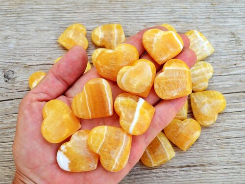 Orange Calcite Crystal Heart (30mm-35mm)