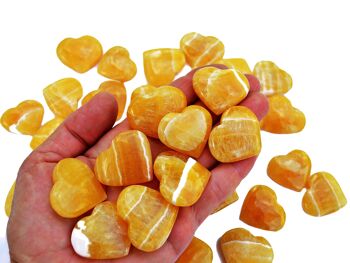 Coeur en cristal de calcite orange (30mm-35mm) 6