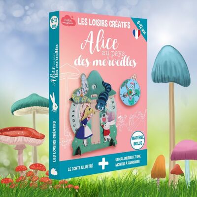 Kreative Freizeitbox Alice im Wunderland + Buch – DIY-Set/Kinderaktivität auf Französisch