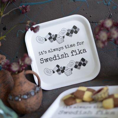 tray/cookieplate SWEDISH FIKA 20x20 cm