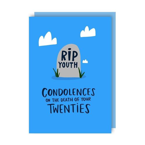 Condolences 30s Birthday Card Blue pack of 6
