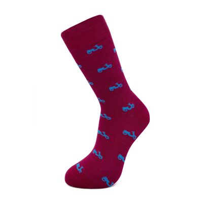 Maroon and electric blue vespas socks