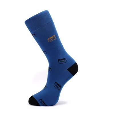 Music box cassettes cobalt blue socks