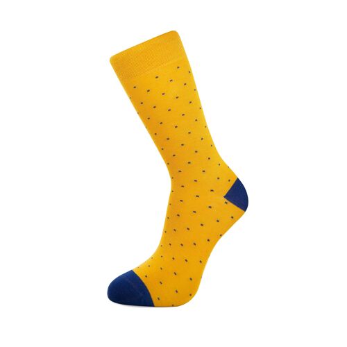 Mustard with Blue Dots Bamboo Socks