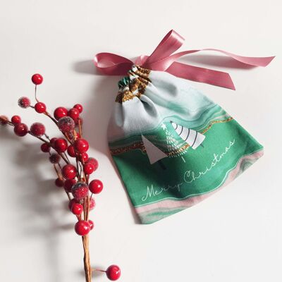 Nachhaltiger Weihnachtsgeschenkbeutel aus grünem Achat