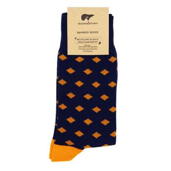 Chaussettes en bambou orange diamants 2